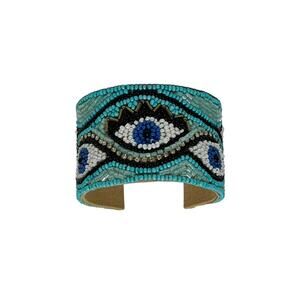 Evil Eye Seed Bead Wide Cuff Bracelet New